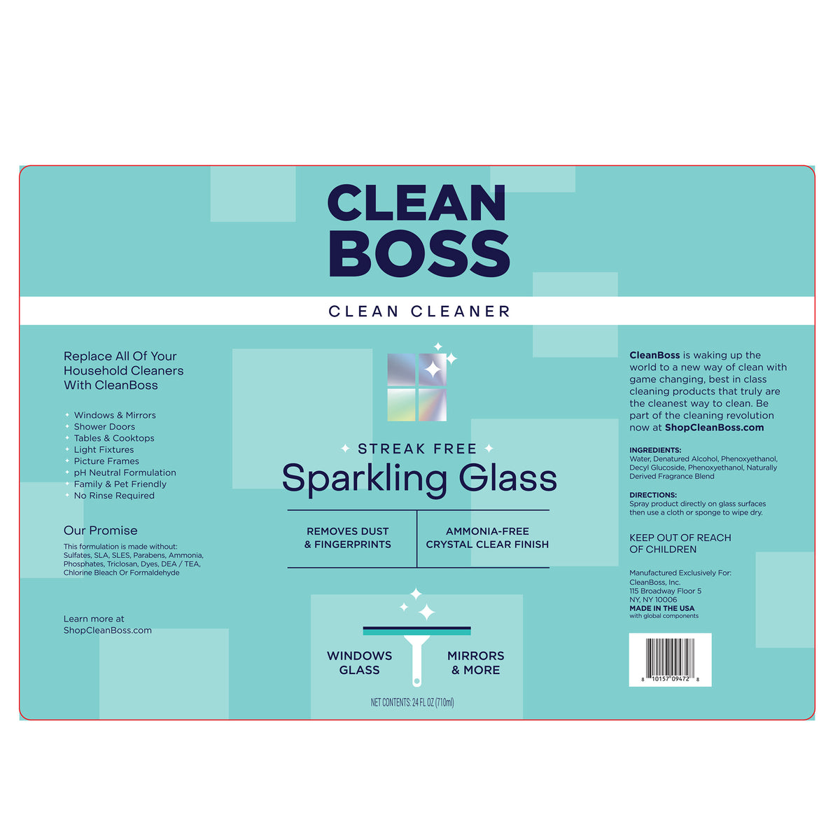 CleanBoss Streak Free Sparkling Glass Cleaner