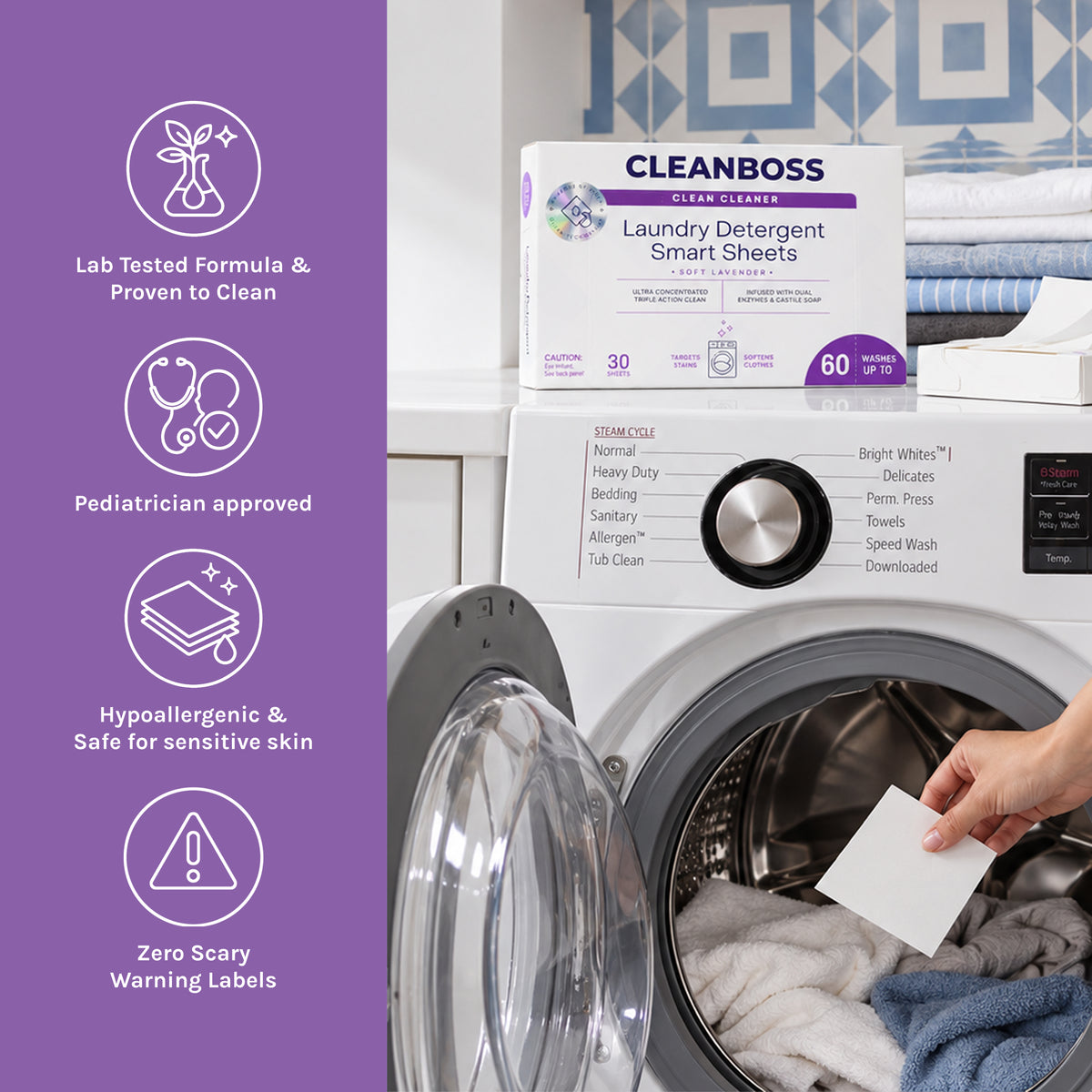 CleanBoss Laundry Detergent Smart Sheets