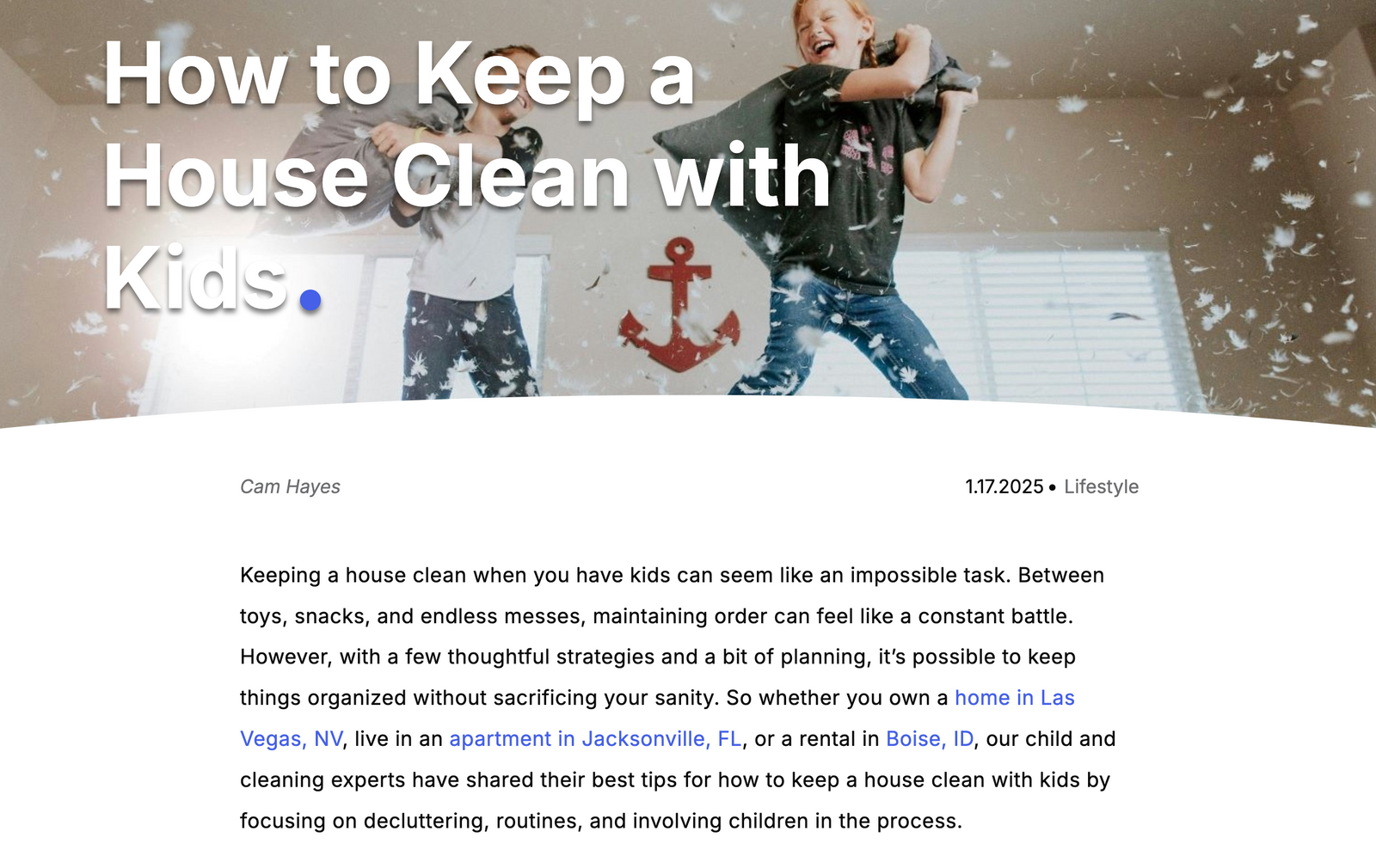 Rent: How to Keep a House Clean with Kids