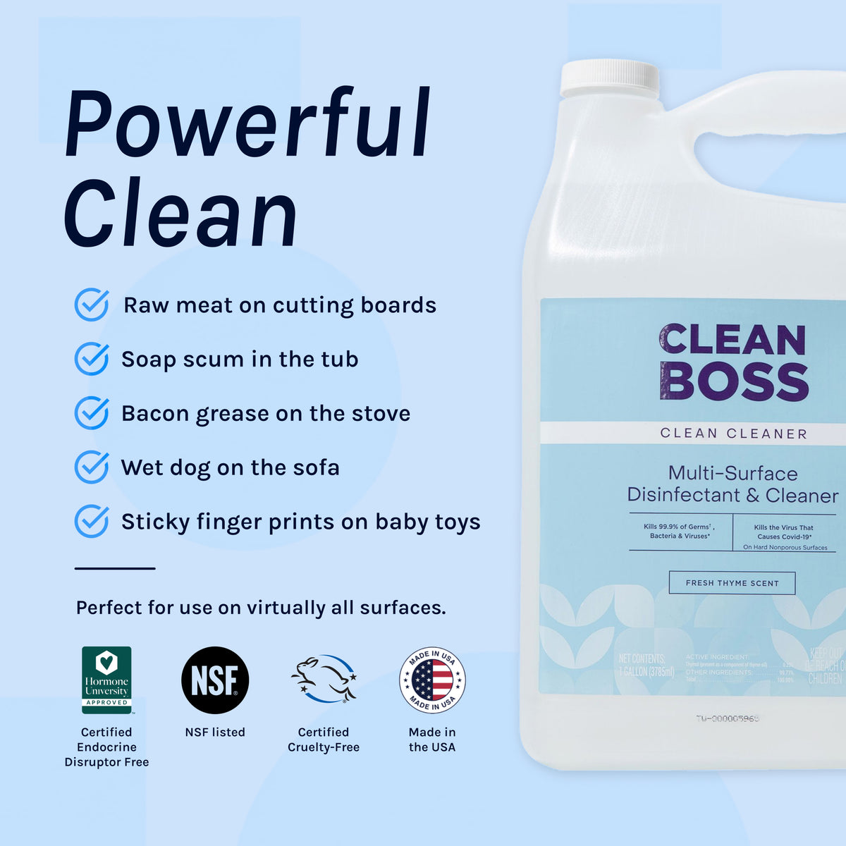 CleanBoss Multi-Surface Botanical Disinfectant - 128oz Jug