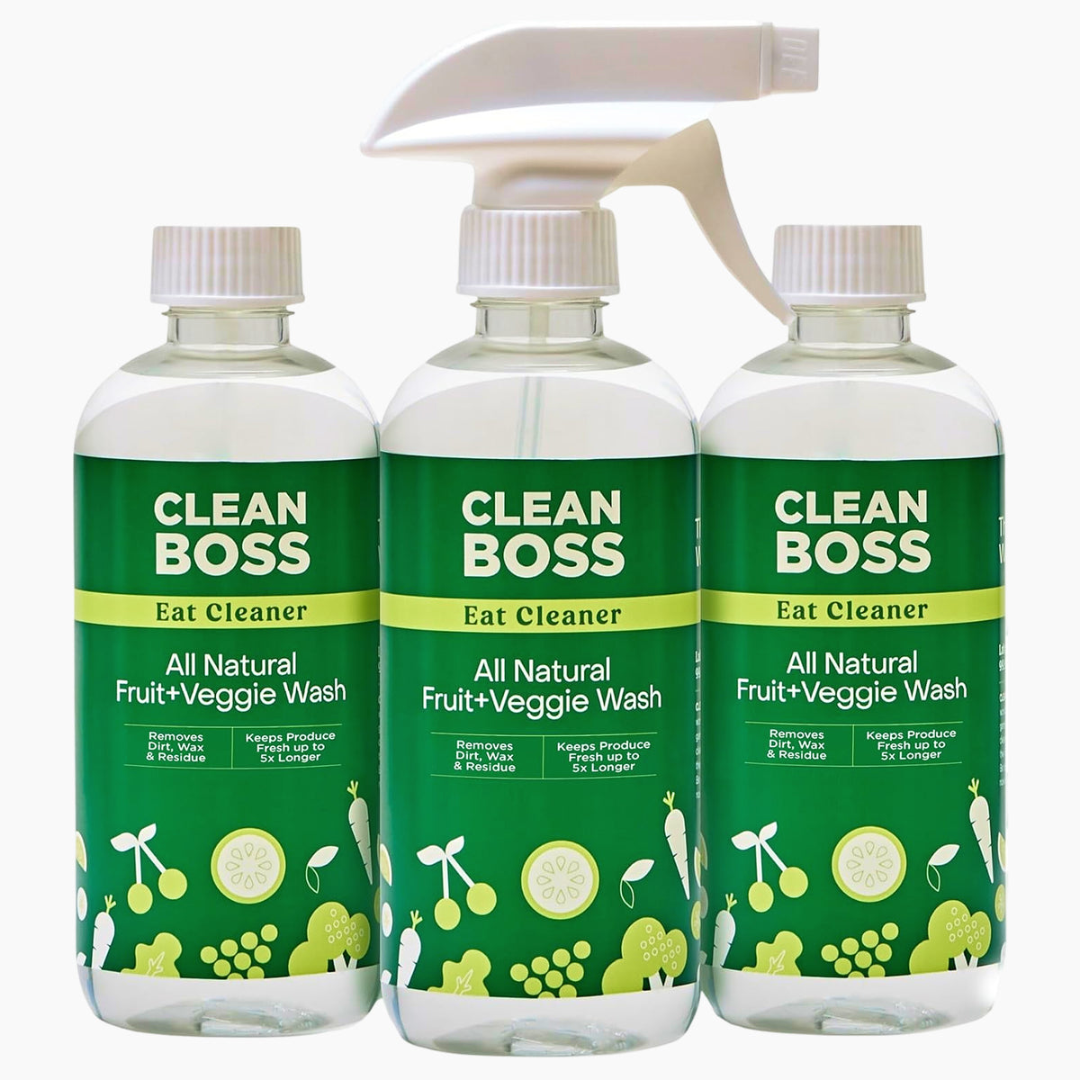 Eat Cleaner All Natural Fruit & Veggie Wash 12 oz. Spray, with 2 Bonus Refills