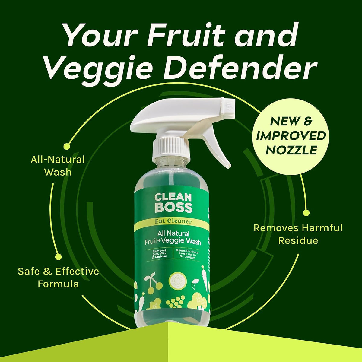 Eat Cleaner All Natural Fruit & Veggie Wash 12 oz. Spray, with 2 Bonus Refills