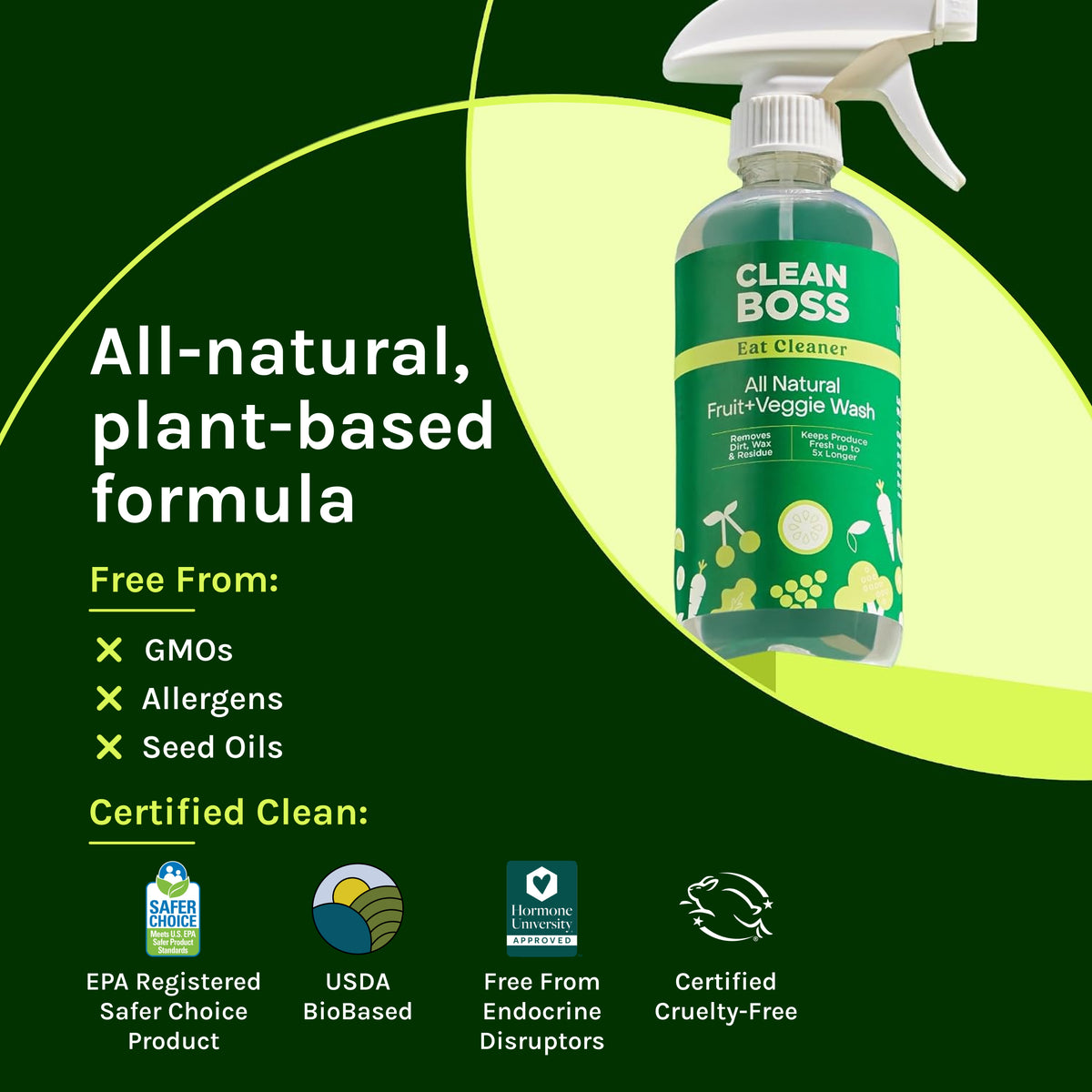Eat Cleaner All Natural Fruit and Veggie Wash Spray and Wipes Duo