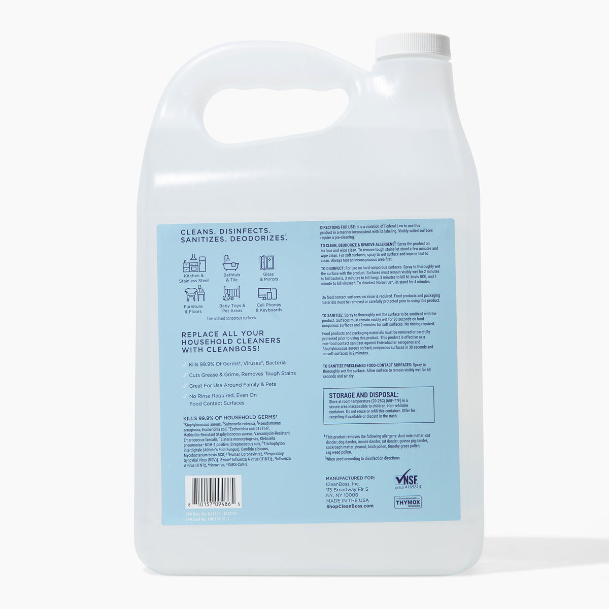CleanBoss Multi-Surface Botanical Disinfectant - 128oz Jug