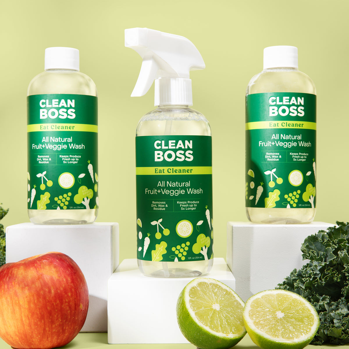 Eat Cleaner All Natural Fruit &amp; Veggie Wash 12 oz. Spray, with 2 Bonus Refills